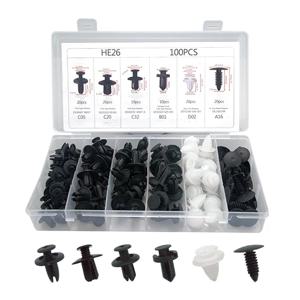 100pcs 자동 패스너 클립 키트 펜더 리벳 클립 자동차 바디 푸시 리테이너 핀 리벳 범퍼 도어 트림 패널 리테이너 자동차 클립