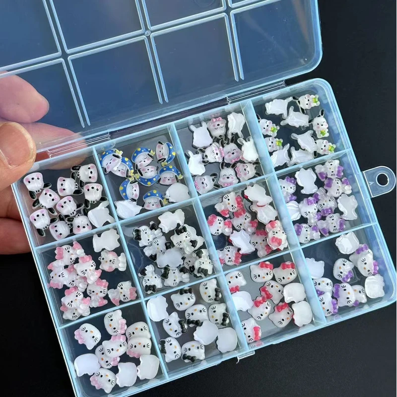 120PCS/70PCS Kawaii Sanrio 미니 네일 아트 액세서리 스티커 HelloKitty DIY 전화 케이스 머리핀 네일 장식 매력 공예 Y2K