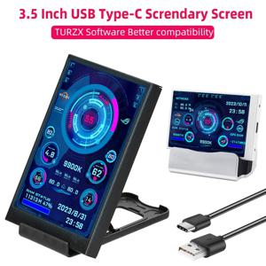 컴퓨터 CPU RAM GPU HDD 모니터 용 3.5 인치 Type-C 보조 화면 320*480 IPS LCD ISB 디스플레이 TURZX 소프트웨어 AIDA64 없음