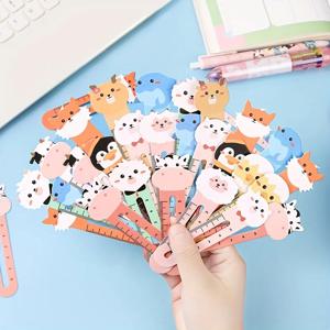 50 개/갑/팩 만화 동물 책갈피 귀여운 곰 새끼 고양이 학생 눈금자 책갈피 학생 용품, 파티 선물