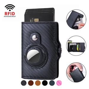탄소 Rfid 카드 소지자 남성 여성 Airtag 지갑 돈 가방 가죽 지갑 Apple AirTags Tracker Air Tag 2023 용 슬림 얇은 지갑