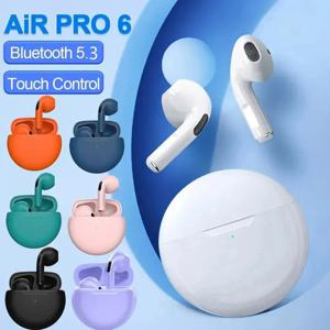 Original Air Pro 6 TWS 무선 블루투스 헤드셋 5.3 Xiaomi iPhone 이어 버드 용 마이크 충전 박스가있는 헤드폰 미니 이어폰