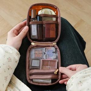 미니 지우기 여행 메이크업 주최자 가방 여성을위한 작은 귀여운 프레피 메이크업 가방 화장품 지퍼 세면 용품 보관 클러치 동전 주머니