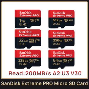 SanDisk V30 익스트림 프로 마이크로 SD UHS-I 메모리 카드, TF 카드, 카메라 스팀 데크용, 32GB, 64GB, 128G, 256G, 512GB, 1TB, 200 MB/s, C10, U3, 4K
