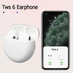 기존 이어 버드 Tws 6 무선 블루투스 헤드셋 5.3 Xiaomi iPhone Samsung 용 마이크 충전 박스가있는 헤드폰 미니 이어폰
