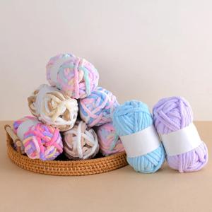 50g/롤 판타지 컬러 거친 아이스 바 북극 벨벳 원사 손으로 짠 DIY 스카프 모자 옷 스레드 두꺼운 양모 크로 셰 뜨개질 스트라이프 스레드