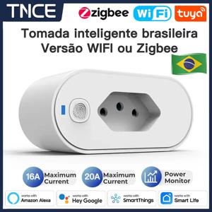 TNCE Tuya 브라질 플러그 16/20A 어댑터, 전원 모니터가 있는 WIFI 또는 zigbee 소켓, 스마트 콘센트 제어, Google 홈 Alexa용 음성