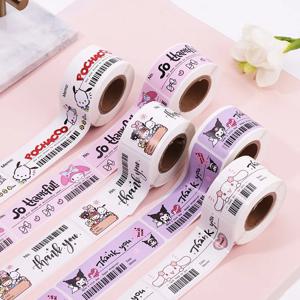 120pcs 귀여운 Sanrio Kuromi 내 멜로디 스티커 롤 Kawaii 만화 감사합니다 씰링 라벨 스티커 애니메이션 비닐 장식 데칼