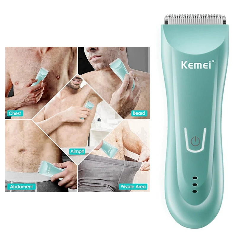 Kemei 남성용 습식 건식 사타구니 바디 트리머 얼굴 수염 헤어 트리머 클리퍼 충전식 음모 공 전기 면도기 바디 그루머