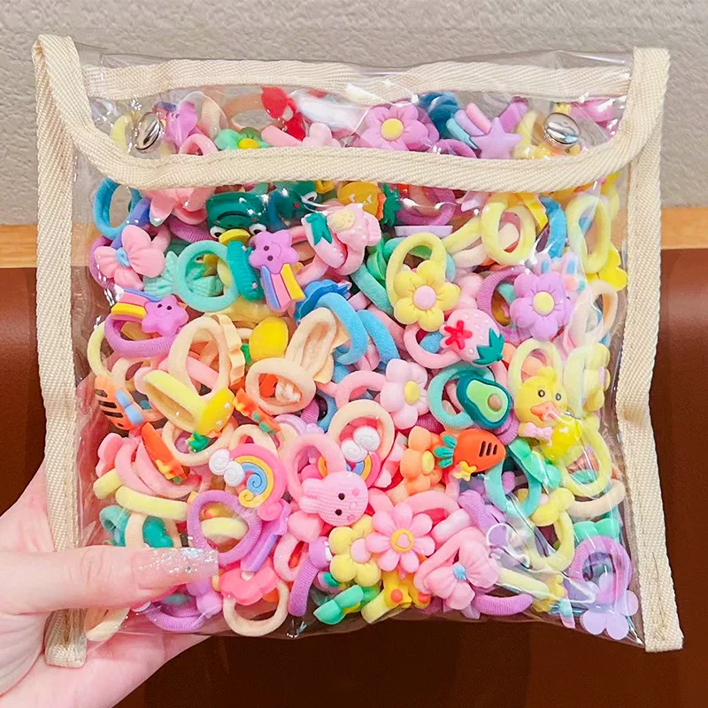 20-100PCS 어린이 고무 밴드 만화 헤어 밴드 세트 새로운 달콤한 아기 헤어 밧줄 헤어 액세서리 선물 소녀