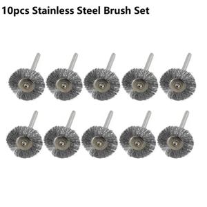 10pcs 22mm 연마 와이어 브러시 세트 Dremel 로타리 도구 연마 연삭 용 3.0mm 생크 스테인레스 스틸/황동