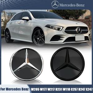 광택 블랙 최신 3D 전면 그릴 스타 엠블럼 로고 메르세데스 벤츠 C W205 A W177 S W217 SL CLA CLS GLA GLB 자동차 액세서리