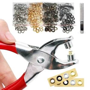 100sets 4mm 금속 구멍 및 구멍 펀치 다이 도구 그로멧 DIY 수동 도구 키트 가죽 공예 의류 가죽 벨트 모자