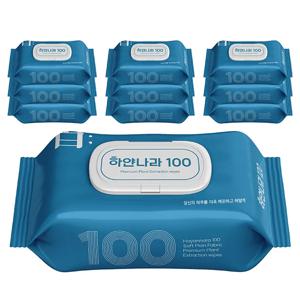 하얀나라100 대용량 가성비 물티슈 캡형 100매 10팩