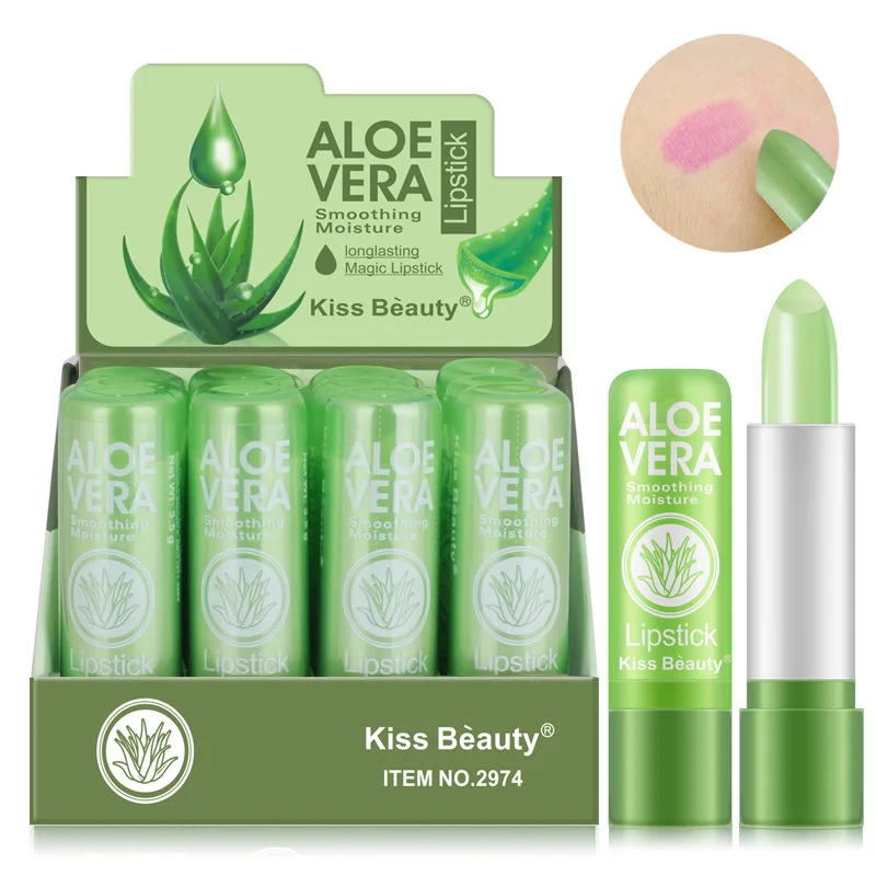 12PCS 모이스춰 라이징 알로에 컬러 변경 립스틱 장기 모이스춰 라이징 및 모이스춰 라이징 립스틱 립 컬러 립 케어