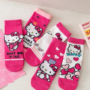 5 쌍 봄 여름 헬로 키티 키즈 베이비 짧은 양말 Sanrio Kuromi 마이 멜로디 양말 편안한 통기성 어린이 양말