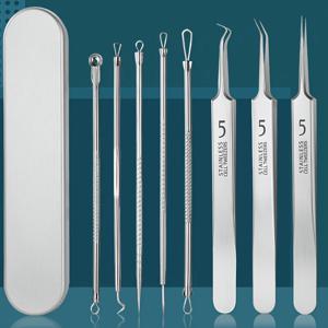 1/3/8pcs 스테인레스 스틸 여드름 제거 도구 세트, 여드름 클립, 핀셋, 미용 얼굴 여드름 제거제, 여드름 바늘 도구