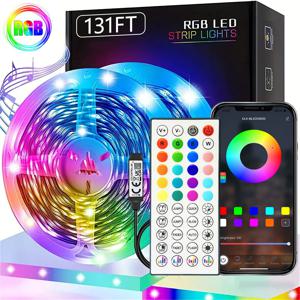 40M/131Ft Led 스트립 조명 APP 44 키 음악 동기화 원격 제어 USB 5V RGB 유연한 테이프 룸 장식 TV 백라이트 다이오드