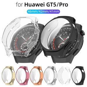 화웨이 시계 GT 5/GT5 Pro 용 케이스 46mm 42mm 41mm 화면 보호기 케이스 소프트 TPU 올라운드 보호 범퍼 커버 액세서리