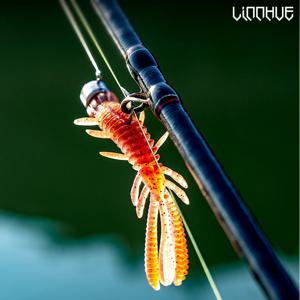 LINNHUE 플로팅 소프트 새우 낚시 미끼 NED Rig Wobblers 새우 수영 루어 지그 소금 실리콘 Swimbait with Fish Attractant