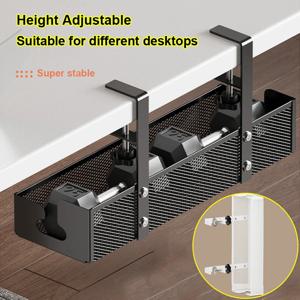Undertable 스토리지 랙 금속 케이블 트레이 천공 홈 스토리지 액세서리없이 조정 가능한 컴퓨터 책상 와이어 주최자