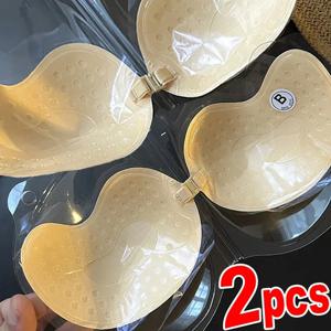 보이지 않는 Strapless 접착 스틱 브래지어 Strapless 푸시 업 브래지어 여성 섹시한 Backless 란제리 원활한 실리콘 Bralette 속옷