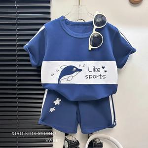 아동용 상단 및 하단 의류 세트 반팔 양복 줄무늬 소녀 소년 티셔츠 여름 아동 의류 Loungewear 복장