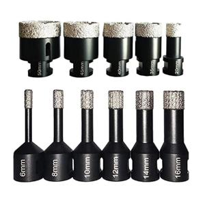 6-68mm 건식 드릴 비트 Procelain 타일 세라믹 대리석 화강암 석재 드릴링 도구에 대한 스레드 드릴링과 진공 브레이징 구멍 톱