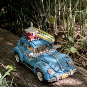 1167PCS 블루 비틀 캠핑카 자동차 빌딩 블록 기술 세트 모델 크리 에이 티브 차량 MOC 조립 장난감 아이들을위한 벽돌 선물