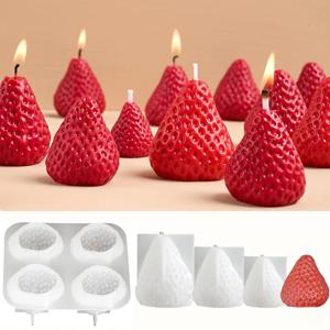 3D 딸기 아로마 테라피 양초 실리콘 몰드 DIY 수제 로맨틱 향기로운 발렌타인 데이 파티 홈 장식 생일 선물