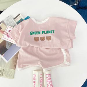 아기 여름 Tracksuits 귀여운 곰 인쇄 면화 티셔츠 + 짧은 아이 새로운 캐주얼 스포츠 의류 세트 아기 패션 세트