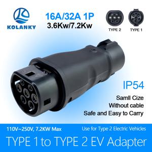 EV 충전기 어댑터 소켓, 타입 1 SAE J1772 to 타입 2 컨버터, 타입 2 전기 자동차 충전기, 32A 7.2KW