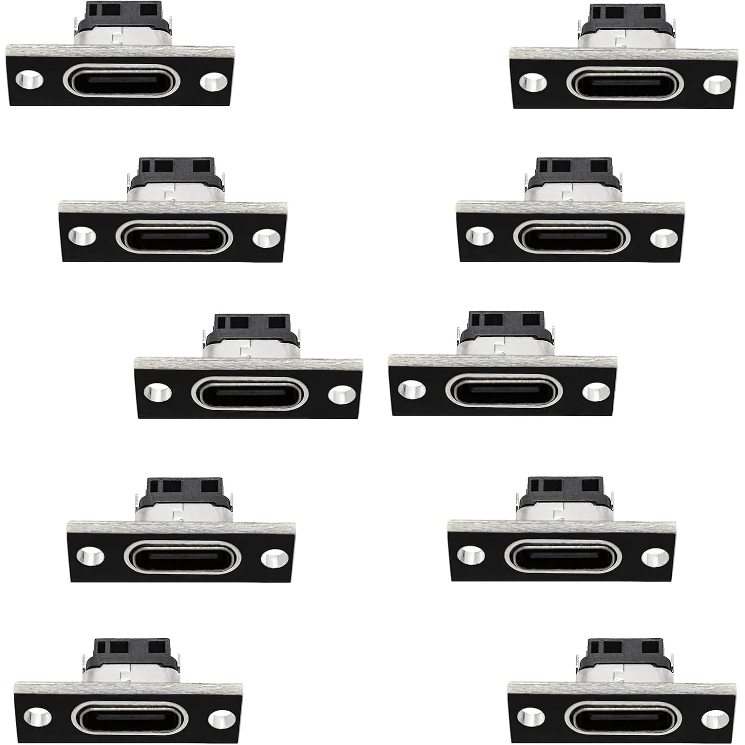 10PCS 3A USB C 3.1 암 커넥터 잭 충전 포트 DIY 커넥터 용 나사 고정 플레이트가있는 2/4Pin Type-C 소켓