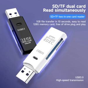 2 in 1 카드 리더기 USB 2.0-SD 마이크로 SD TF 카드 리더기(PC 노트북 액세서리용) 스마트 메모리 카드 리더기 멀티 카드 SD