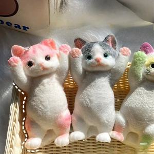 Squishy 고양이 스트레스 릴리프 장식 Taba 충격을 받은 새끼 고양이 Fidget 인형 애완 동물 애호가를위한 소프트 스퀴즈 플러시, 홈 오피스 장식 휴식 선물