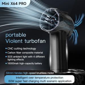 미니 X64 PRO 폭력적인 자동차 공기 송풍기 750W 휴대용 터보 제트 팬 브러시리스 모터 순간 추력 1.5 키로그램/초 350km/h 공기 먼지 떨이