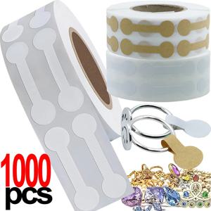 500/1000pcs 휴대용 보석 가격 태그 갈색 자기 접착 바벨 스티커 DIY 목걸이 도구 반지 팔찌 전시 포장