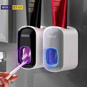 WIKHOSTAR 자동 치약 디스펜서 욕실 액세서리 세트 벽걸이 형 치약 압착기 치약 홀더 랙