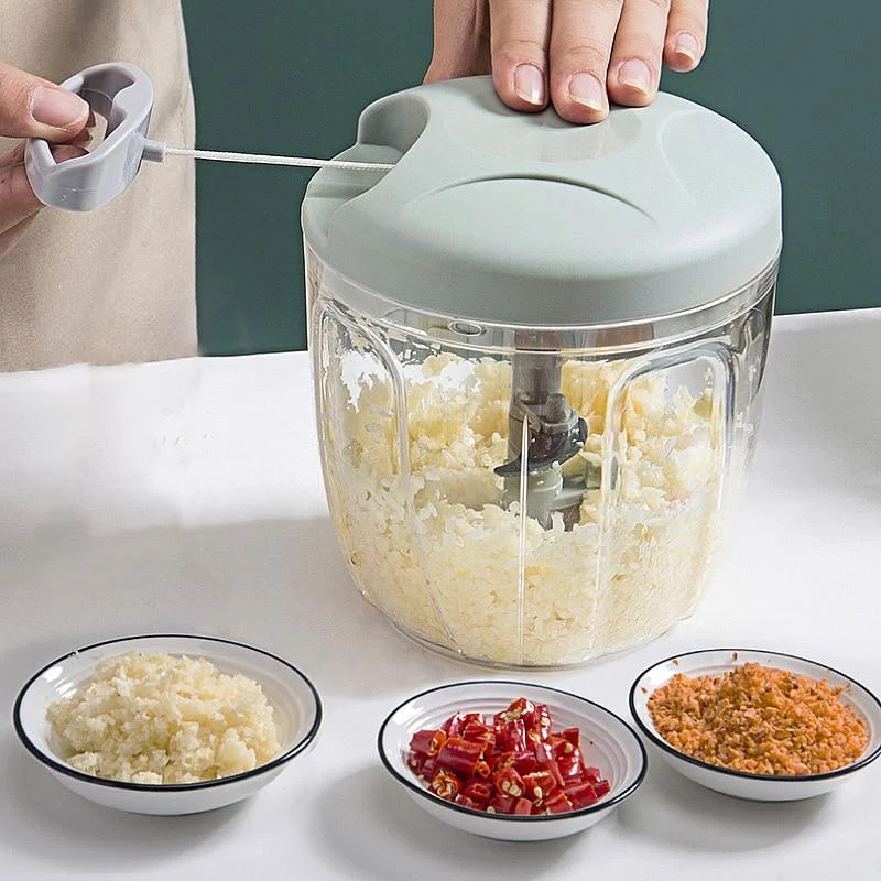 500/900ML 수동 고기 Mincer 마늘 쵸퍼 회전 마늘 프레스 분쇄기 야채 양파 커터 주방 요리 액세서리
