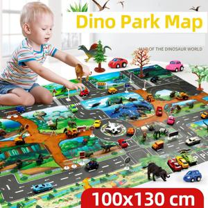 100x130 어린이 Playmat 농장 도로 휴대용지도 아기 교육 러그 유아 공룡 방수 놀이 매트 크롤링 무독성 카펫