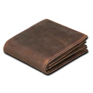 RFID 차단 남성용 오일 왁스 스킨 지갑 남자 빈티지 암소 정품 ​​가죽 지갑 남성 수제 Billfold 동전 지갑 짧은 지갑
