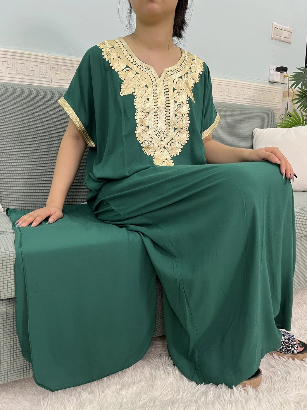 여성을위한 이슬람 순수한 abayas 두바이 코튼 아플리케 느슨한 맞는 femme 가운 터키 이슬람 전통 드레스와 headscarf 터번