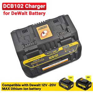DCB102 충전기 신속한 2 슬라이드 포트 4A 충전 전류 USB 2A DCB200 DCB140 Dewalt 10.8V 14.4V 18V 20V 60V 리튬 배터리