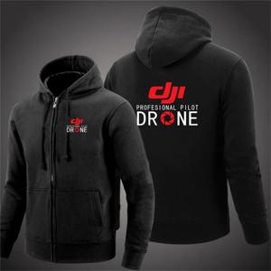 2024 새로운 Dji 전문 파일럿 드론 가을 후드 티셔츠 남성용 까마귀 카디건 솔리드 컬러 클래식 자켓 의류상의