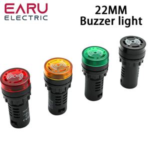 AD16-22SM 22mm 패널 직경 AC 12V 24V 110V 220V 플래시 신호등 빨간색 LED 활성 부저 경고음 표시기 녹색 노란색