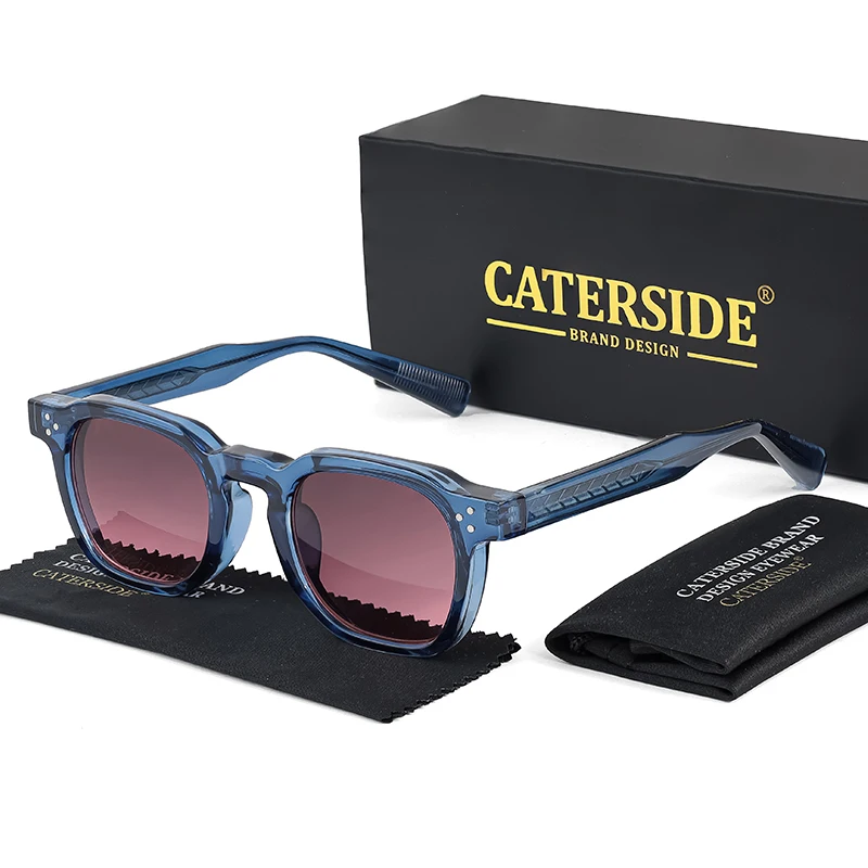 CATERSIDE 레트로 스퀘어 남성 선글라스 펑크 작은 프레임 맞춤형 디자인 선글라스 여성 여행 파티 비즈니스 축제 선물