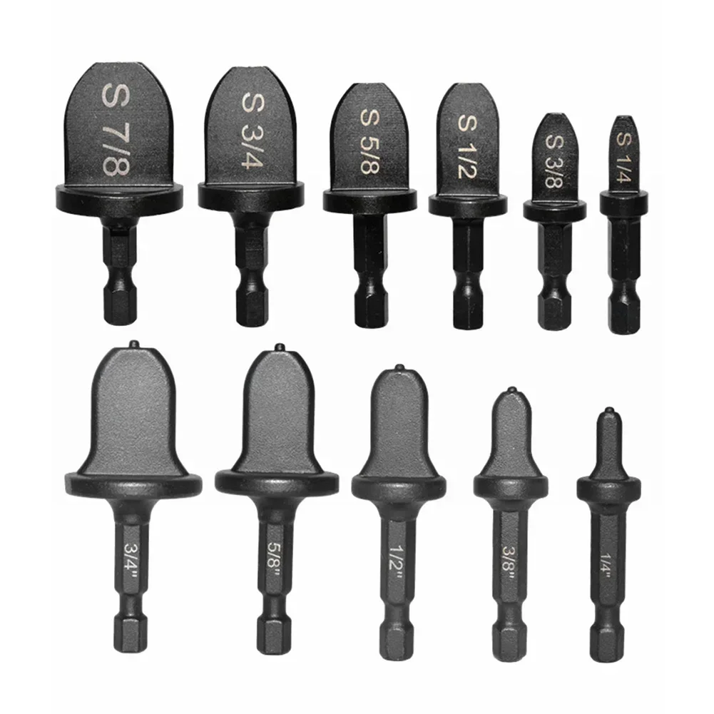 11pcs 구리 파이프 확장기 육각 손잡이, 금속 파이프 단조 도구 세트, 에어컨 수리 용 스핀 온 파이프 드릴 비트/구리 파이프 확장/전기 드릴 비트 확장 도구 7/8 3/4 5/8 1/2 3/8 1/ 4인치