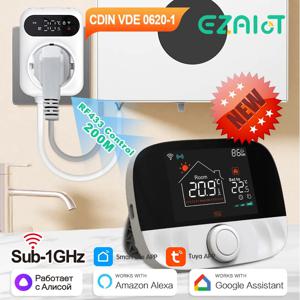 RF433 와이파이 무선 온도조절기 및 소켓 리시버, 투야 스마트 앱 제어, 가스 보일러 온도, 음성 제어, 구글 홈 알렉사