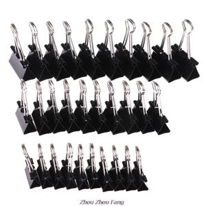 10 개/몫 검은 금속 바인더 클립 19mm/25mm/32mm 노트 편지 종이 클립 사무용품 바인딩 고정