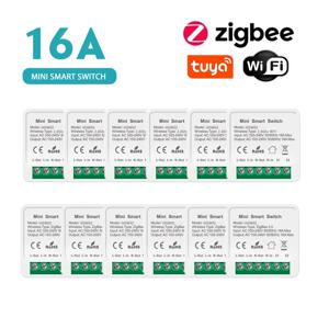 16A Tuya Wifi /Zigbee 3.0 미니 스마트 DIY 스위치 2 웨이 제어 스마트 홈 릴레이 자동화 차단기는 Alexa Google 홈과 함께 작동합니다.
